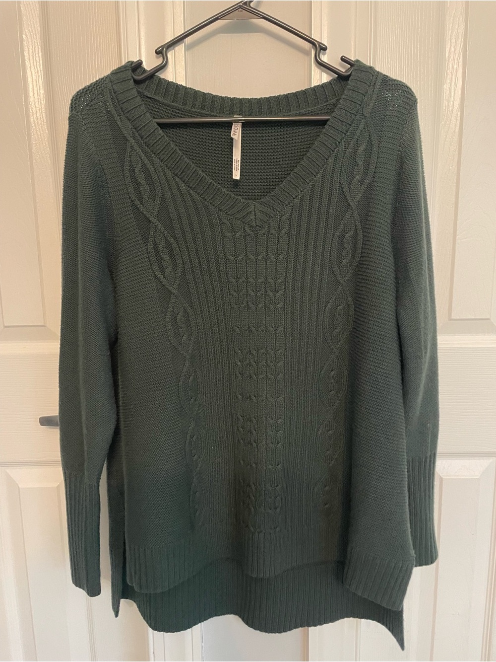 Soma Dark Green V-Neck Cable Knit Sweater